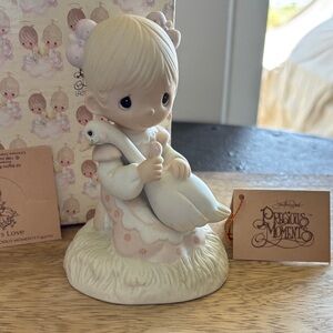 Precious Moments Figurine Girl Holding Goose - “God Is Love”